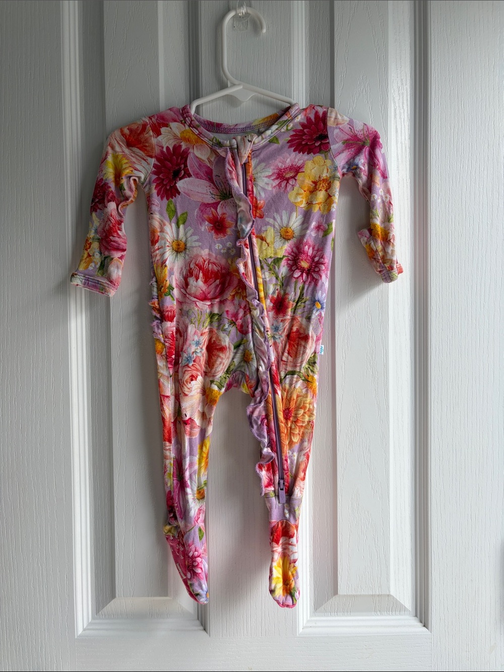 Posh Peanut Gaia Floral Bamboo Ruffled Zippered One-Piece Sleeper NB Baby Girls
